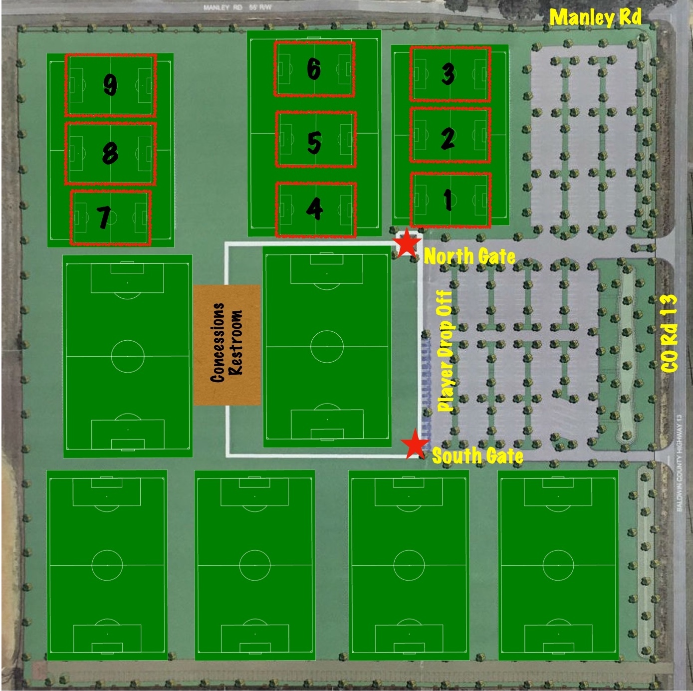 Game Day Field Map Spring 2023